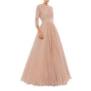 MAC DUGGAL | Shimmering Pleated A-Line Gown in Rose Gold ~ Size 12